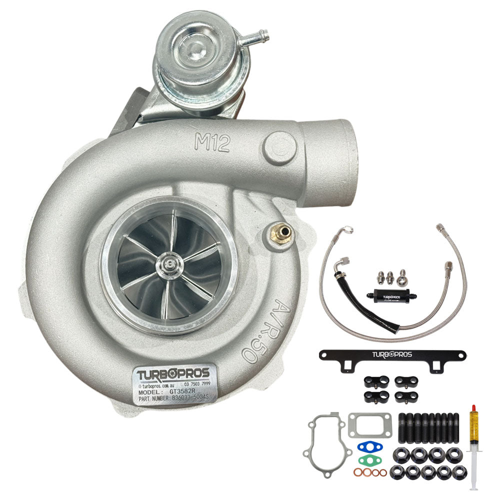 Upgrade Billet GT3582R Turbo Charger With Oil Feed Line And Support Bracket Kit For Ford Falcon BF XR6 Barra 4.0L 2005-2008
