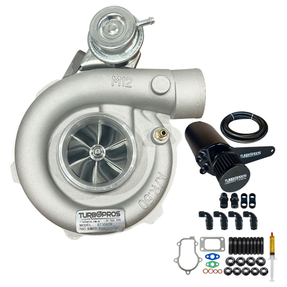 Upgrade Billet GT3582R Turbo Charger With AN8 Oil Catch Can For Ford FPV BA/BF F6 Barra 4.0L