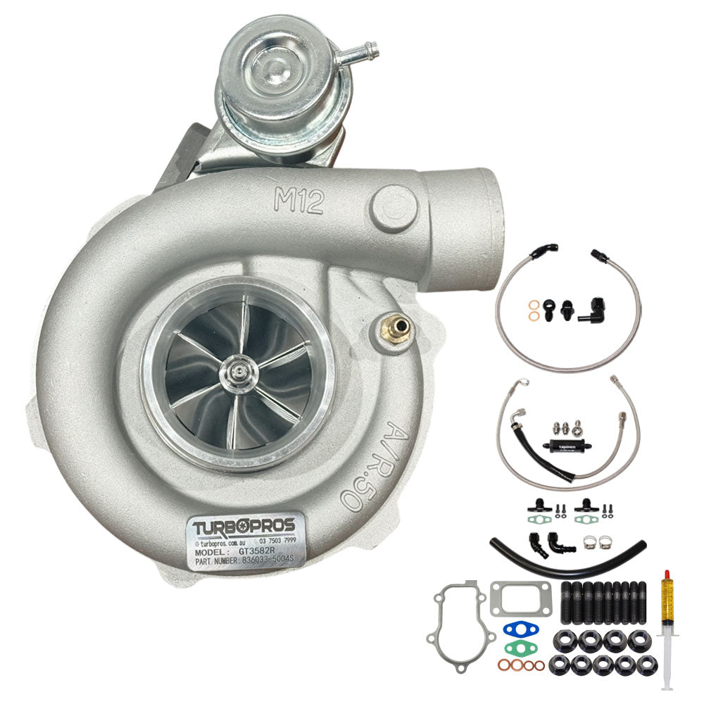 Upgrade Billet GT3582R Turbo Charger With Oil Feed, Return And Water Line Kit For Ford Falcon BA XR6 Barra 4.0L 2002-2005