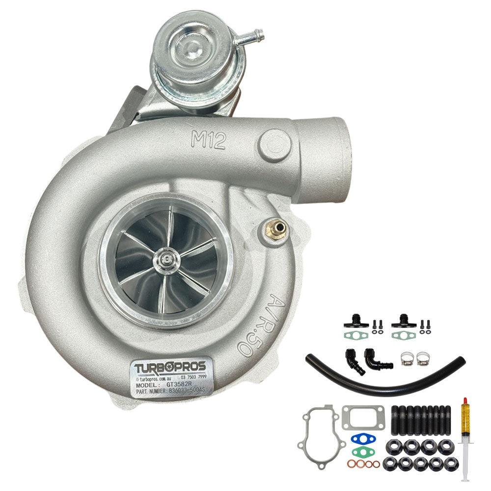 Upgrade Billet GT3582R Turbo Charger With Oil Return Line Kit For Ford Falcon BA XR6 Barra 4.0L 2002-2005